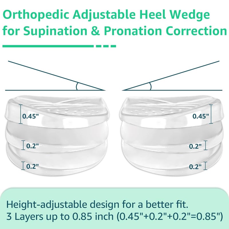 Skyfoot 3 Layers Adjustable Heel Wedge Inserts for Supination & Pronation Correction  Adhesive Medial & Lateral Heel Insoles for Bow Legs  Knee Pain  Foot Alignment (L: W 7-11  M 7-10  Crystal) - Image 5